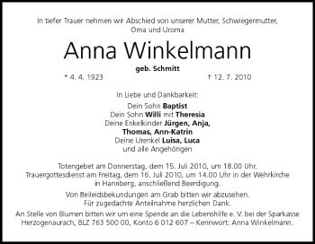 Anzeige von Anna Winkelmann von MGO