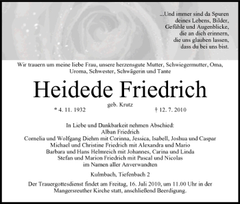 Anzeige von Heidede Friedrich von MGO