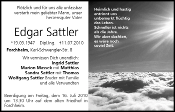 Anzeige von Edgar Sattler von MGO
