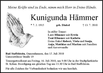 Anzeige von Kunigunda Hämmer von MGO