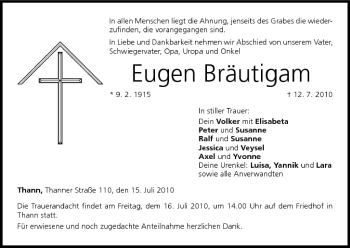 Anzeige von Eugen Bräutigam von MGO