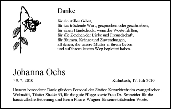 Anzeige von Johanna Ochs von MGO