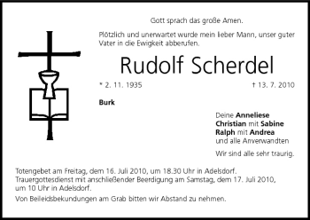 Anzeige von Rudolf Scherdel von MGO