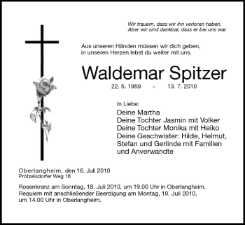 Anzeige von Waldemar Spitzer von MGO