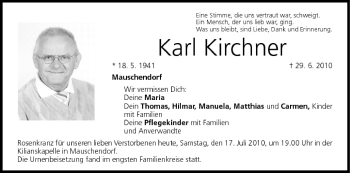 Anzeige von Karl Kirchner von MGO