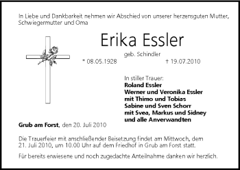 Anzeige von Erika Essler von MGO