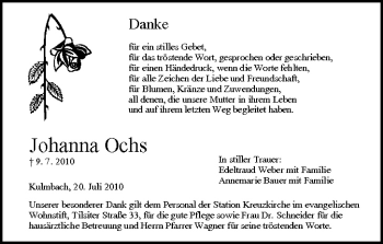 Anzeige von Johanna Ochs von MGO