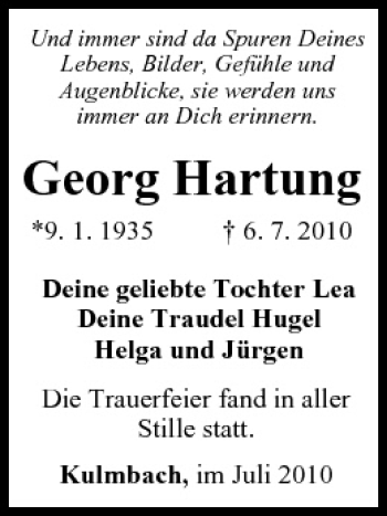 Anzeige von Georg Hartung von MGO
