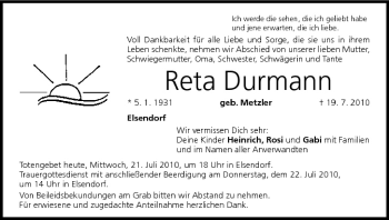 Anzeige von Reta Durmann von MGO