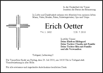Anzeige von Erich Oetter von MGO