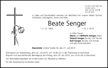 Anzeige von Beate Senger von MGO