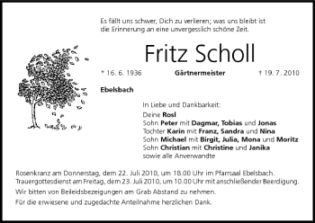 Anzeige von Fritz Scholl von MGO