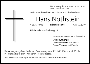 Anzeige von Hans Nothstein von MGO