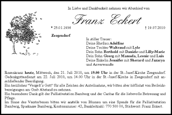 Anzeige von Franz Eckert von MGO