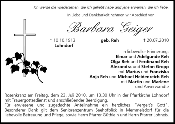 Anzeige von Barbara Geiger von MGO
