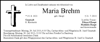 Anzeige von Maria Brehm von MGO