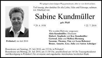 Anzeige von Sabine Kundmüller von MGO