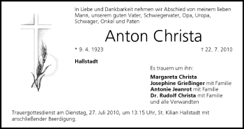 Anzeige von Anton Christa von MGO