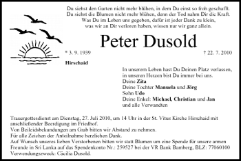 Anzeige von Peter Dusold von MGO
