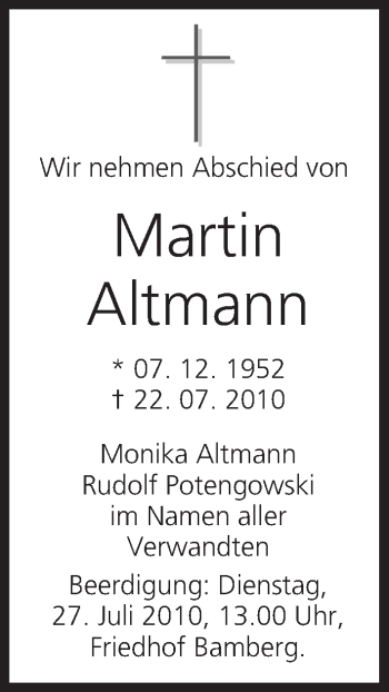 Anzeige von Martin Altmann von MGO