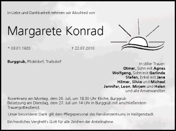 Anzeige von Margarete Konrad von MGO