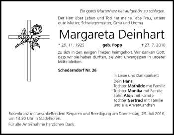 Anzeige von Margareta Deinhart von MGO