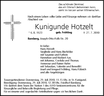 Anzeige von Kunigunde Hotzelt von MGO