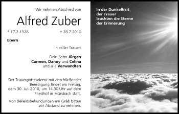 Anzeige von Alfred Zu-ber von MGO
