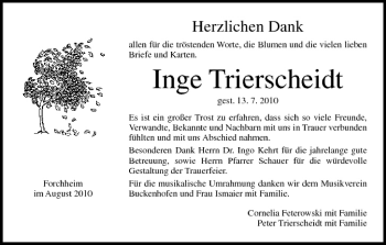 Anzeige von Inge Trierscheidt von MGO
