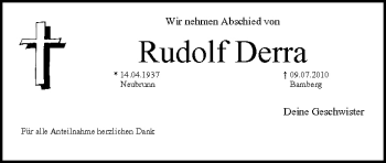 Anzeige von Rudolf Derra von MGO
