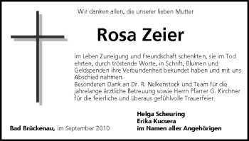 Anzeige von Rosa Zeier von MGO