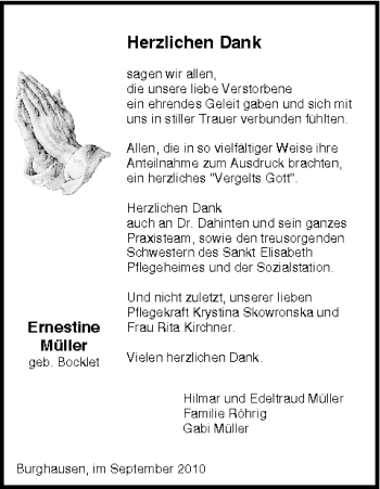 Anzeige von Emestine Müller von MGO