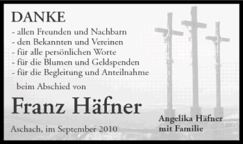 Anzeige von Franz Häfner von MGO