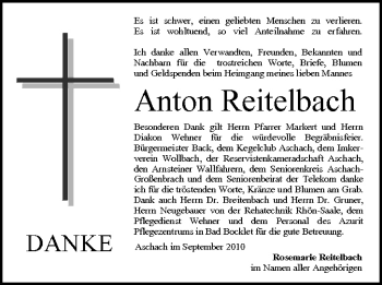 Anzeige von Anton Reitelbach von MGO