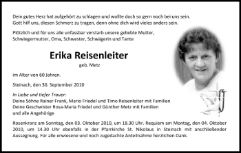 Anzeige von Erika Reisenleiter von MGO