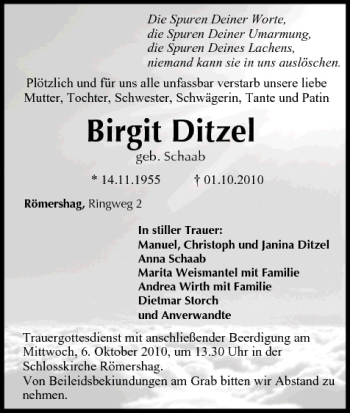 Anzeige von Birgit Ditzel von MGO