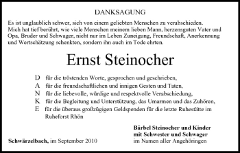 Anzeige von Ernst Steinocher von MGO