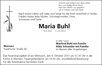 Anzeige von Maria Buhl von MGO