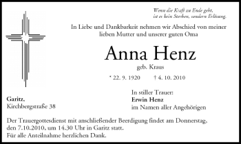 Anzeige von Anna Henz von MGO