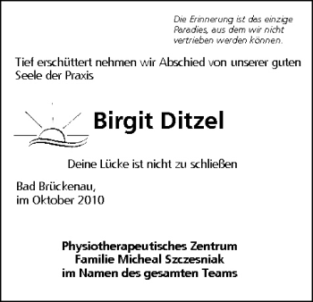 Anzeige von Birgit Ditzel von MGO