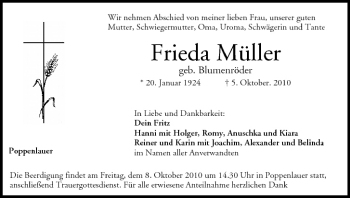 Anzeige von Frieda Müller von MGO