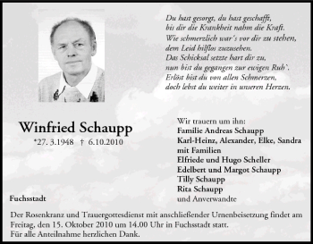 Anzeige von Winfried Schaupp von MGO