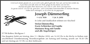 Anzeige von Joseph Dämmerling von MGO