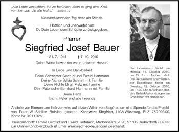 Anzeige von Siegfried Josef Bauer von MGO