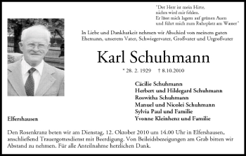 Anzeige von Karl Schuhmann von MGO