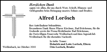 Anzeige von Alfred Lorösch von MGO