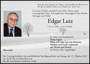Anzeige von Edgar Lutz von MGO