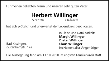 Anzeige von Herbert Willinger von MGO