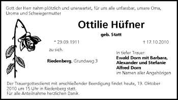 Anzeige von Ottilie Hüfner von MGO