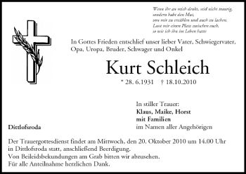 Anzeige von Kurt Schleich von MGO